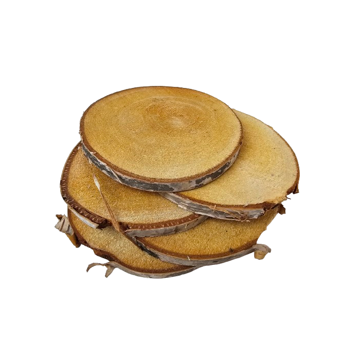 Log Slices, 17-18cm, Sanded Plain Round Wooden Birch Tree